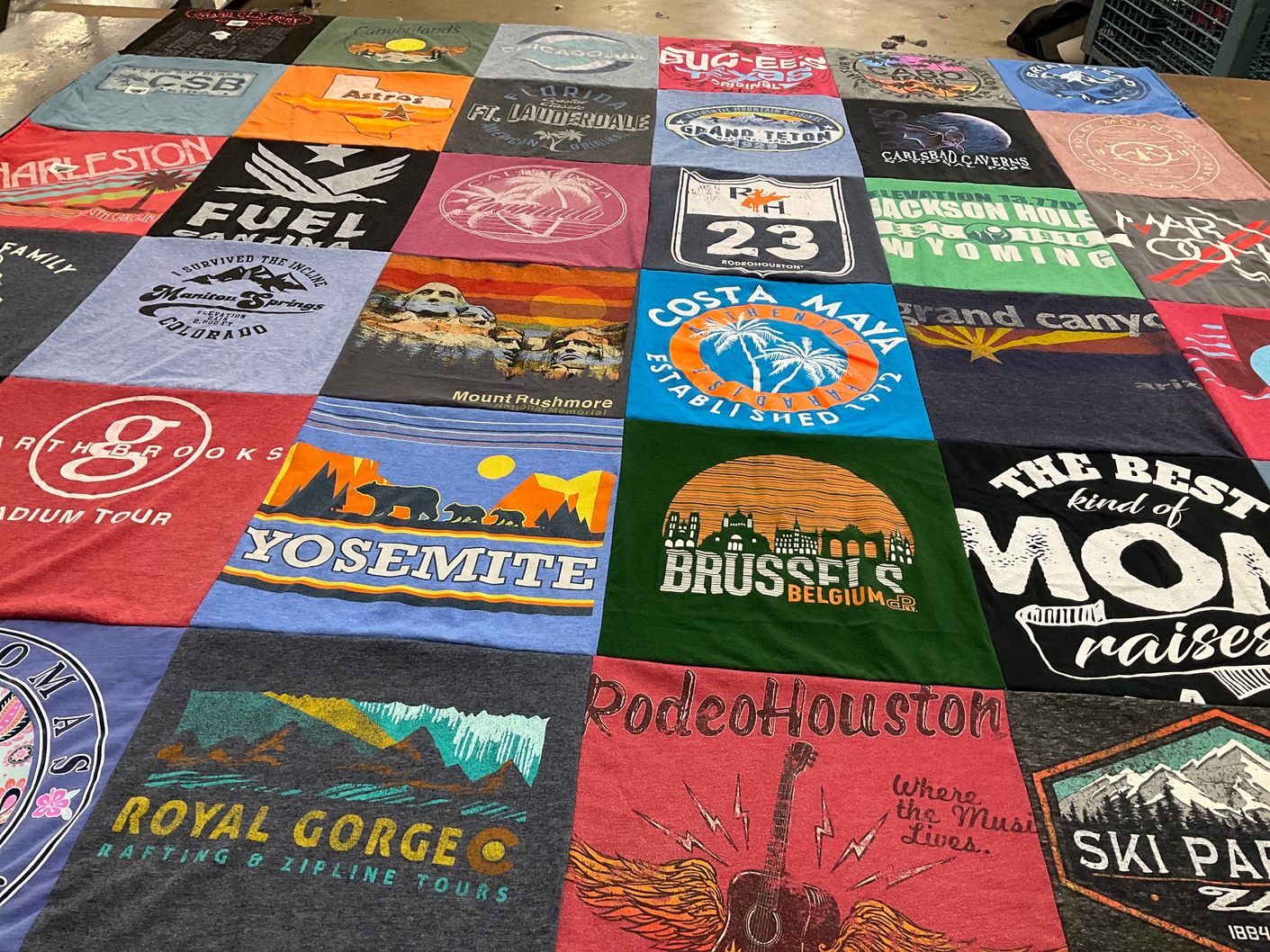 T-shirt quilt with travel, nature themes by Anna from NV