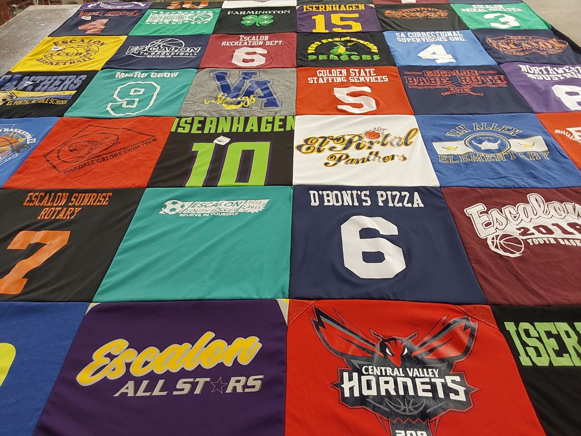 T-shirt quilt featuring escalon all stars, central valley hornets by Samantha from CA