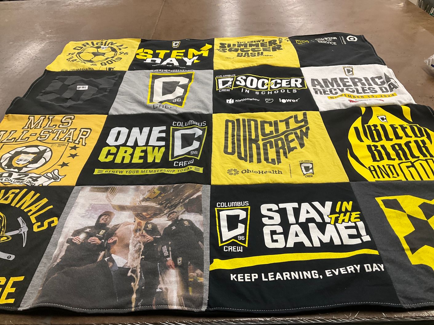 T-shirt quilt featuring columbus crew by Emily from KY