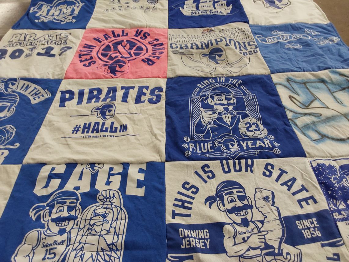 T-shirt quilt featuring seton hall pirates by Heather from NJ