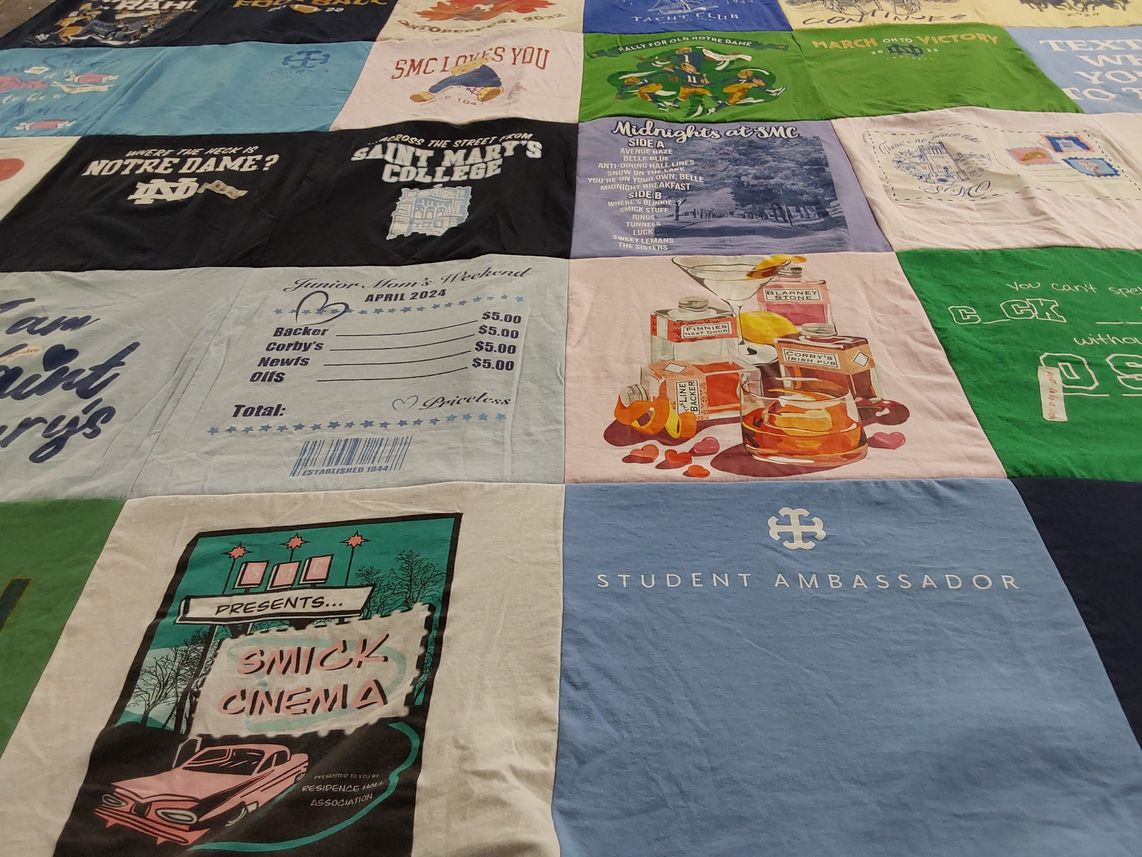 T-shirt quilt from saint mary's college, notre dame university by Addison from IL