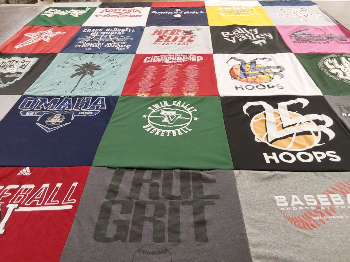 T-shirt quilt from omaha university, twin valley basketball by Brandi from PA