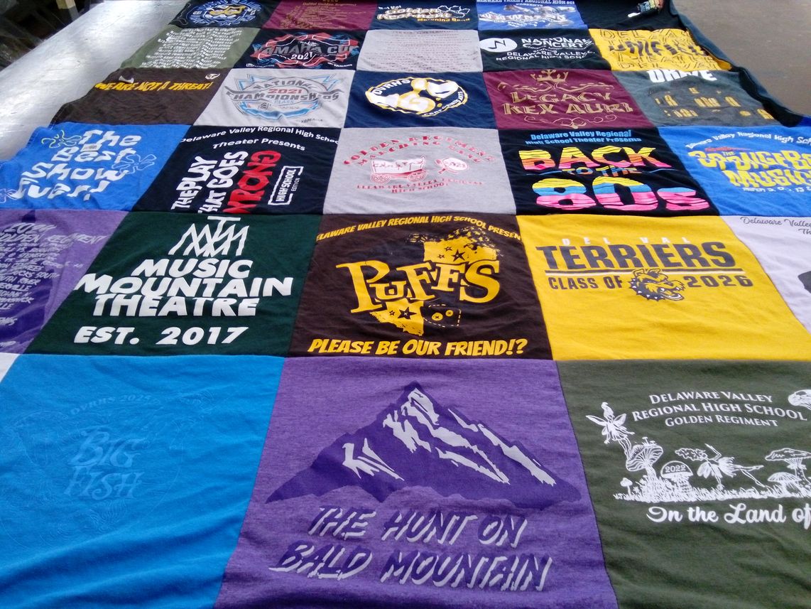T-shirt quilt featuring delaware valley regional high school terriers by Abigail from NJ
