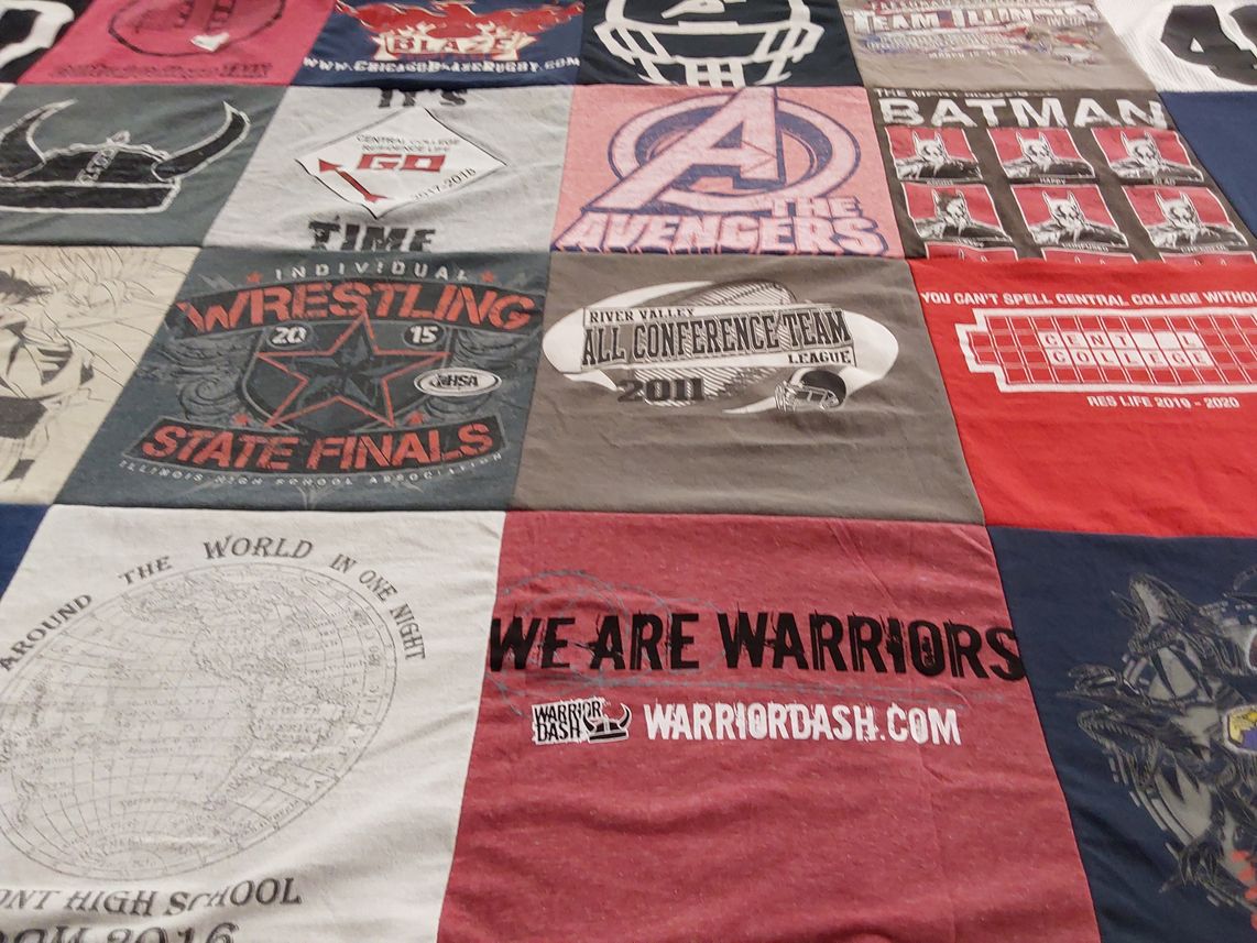 T-shirt quilt from central college by Lisa from IL