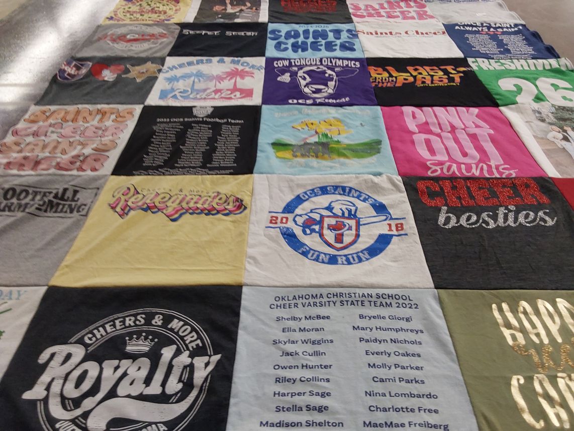 T-shirt quilt from oklahoma christian school by JODEE from OK