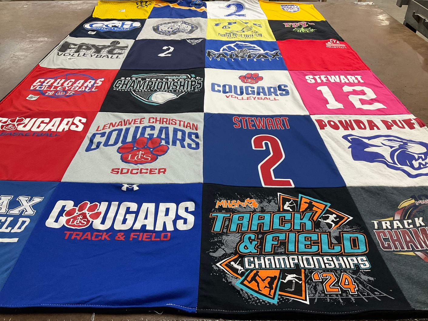 T-shirt quilt featuring lenaway christian cougars by Diana from MI