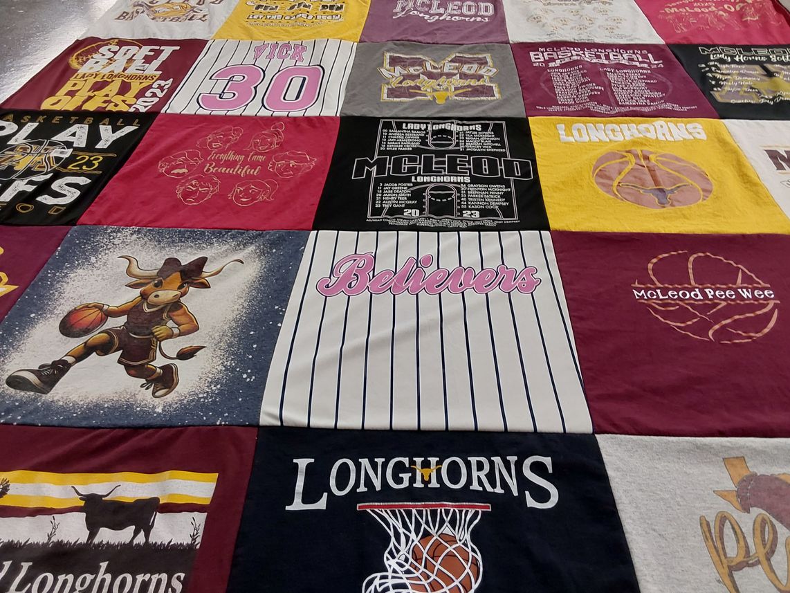 T-shirt quilt featuring mcleod longhorns basketball, mcleod longhorns softball by Samantha from TX