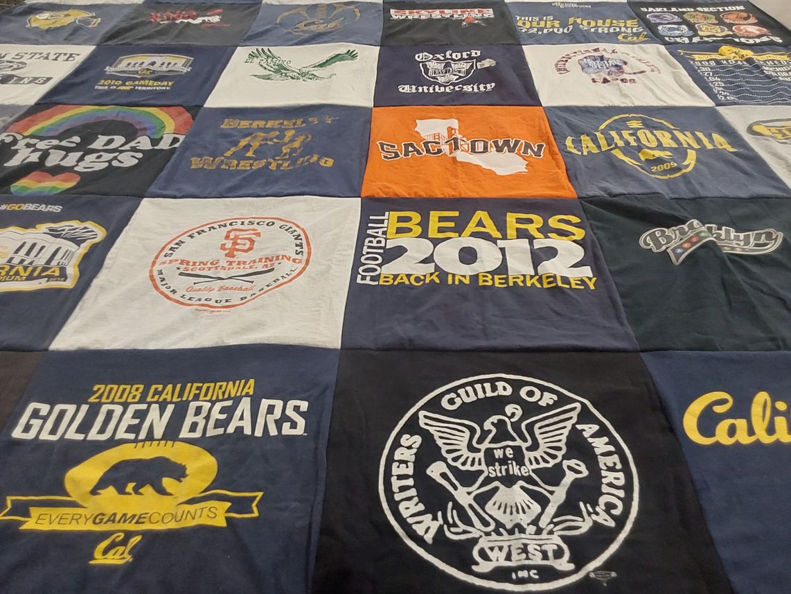 T-shirt quilt featuring california golden bears by Dennis from CA