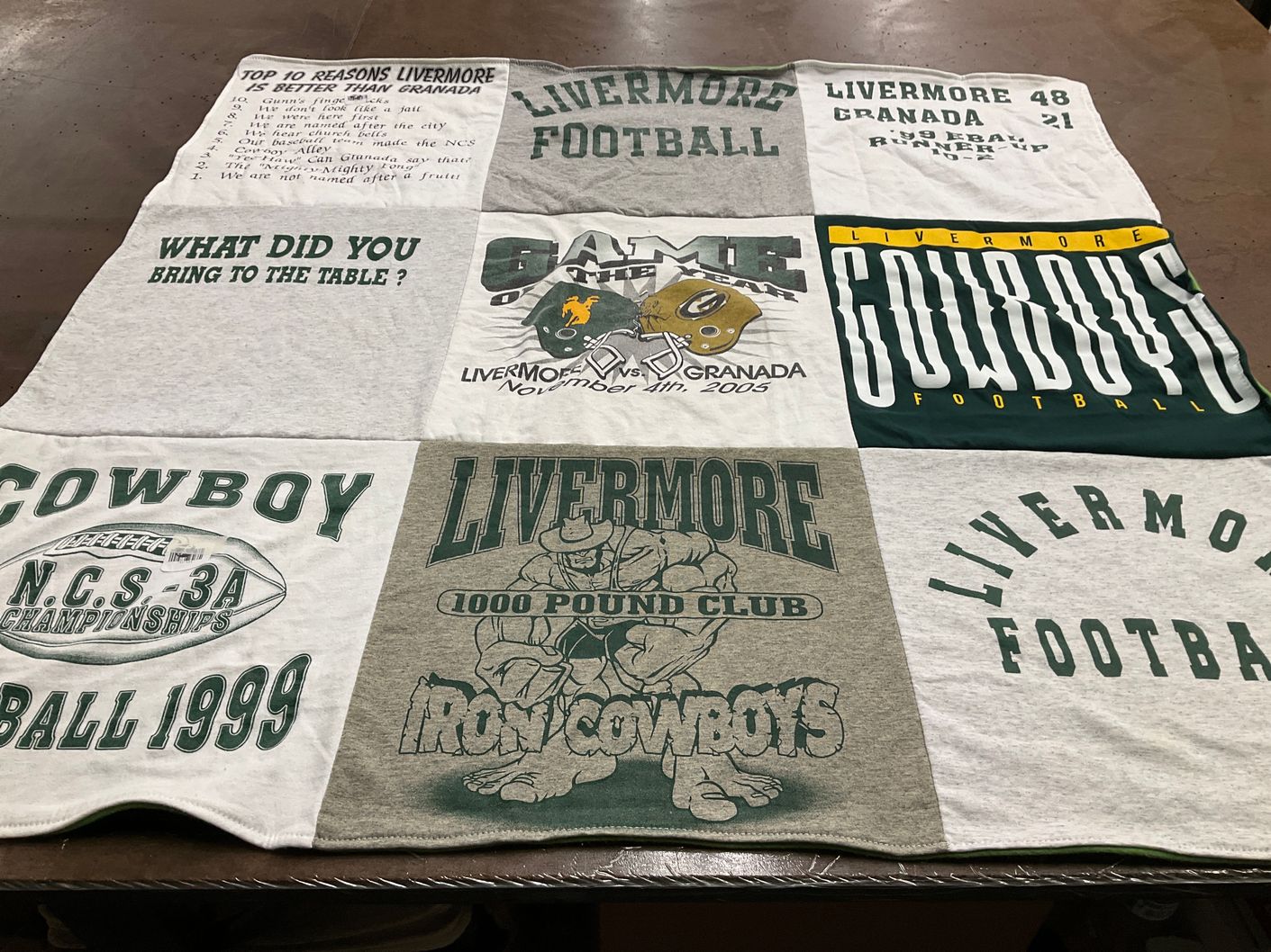 T-shirt quilt featuring livermore cowboys football by Cindy from CA