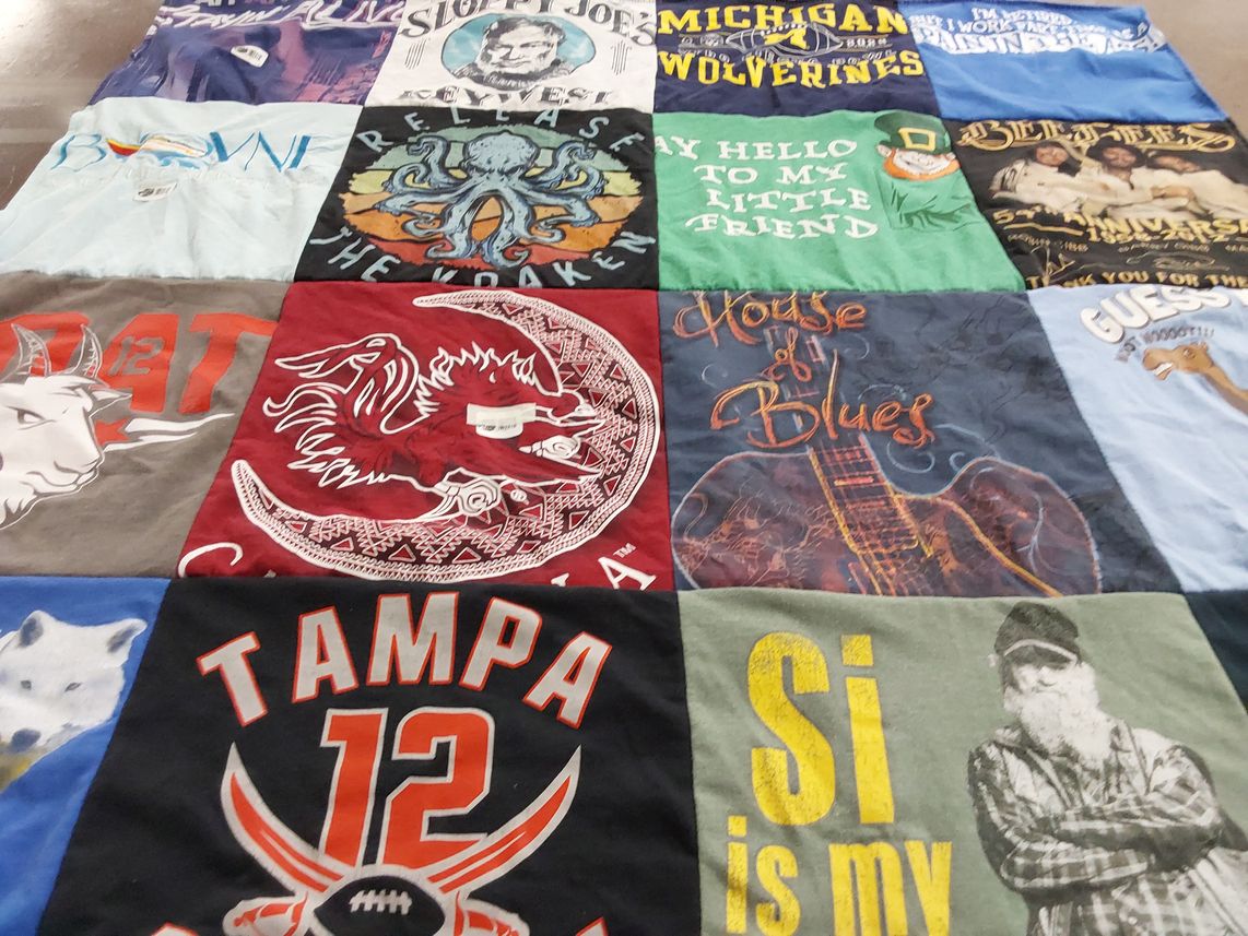 T-shirt quilt featuring university of south carolina, tampa bay buccaneers by Teresa from FL