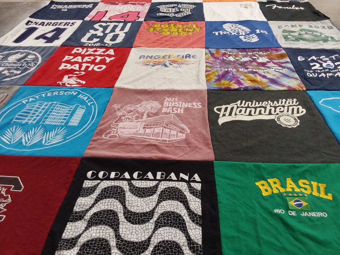 T-shirt quilt featuring chargers by Ann from TX
