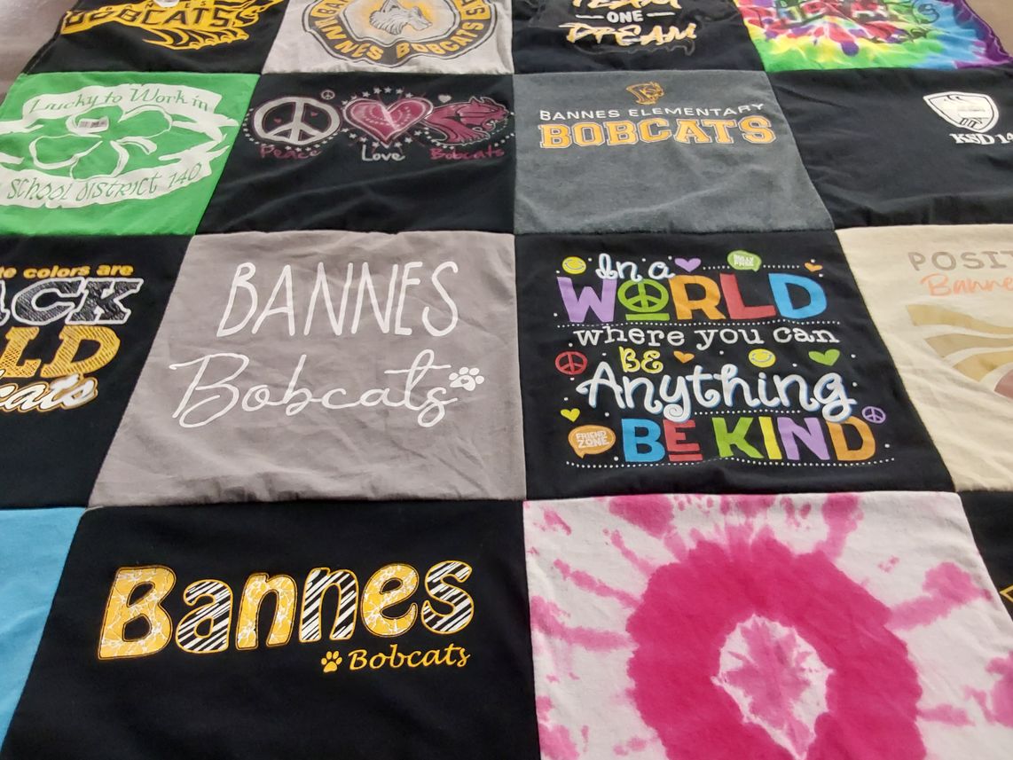 T-shirt quilt featuring bannes bobcats by Nancy from IL