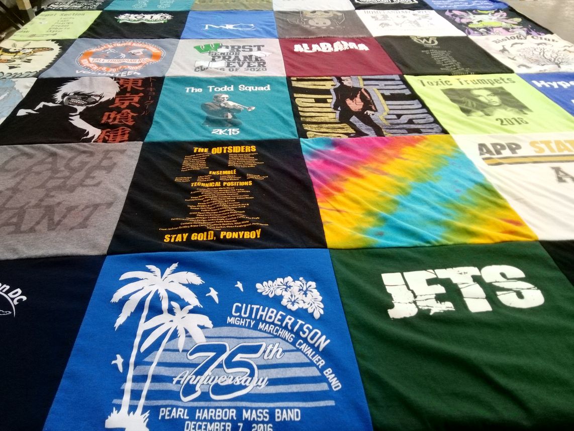 T-shirt quilt from appalachian state university, cuthbertson high school by Cari from NC