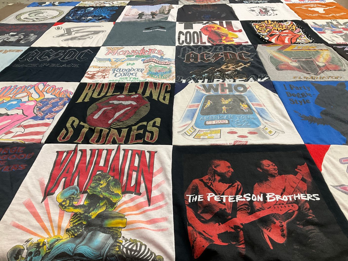T-shirt quilt with music, rock themes by DAVID from TX