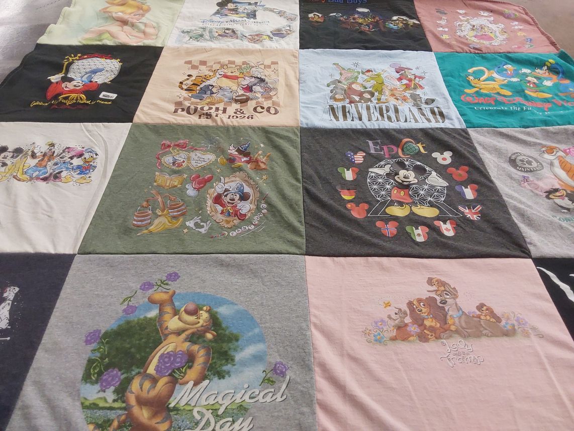 T-shirt quilt with disney characters, animation themes by Robbin from CO