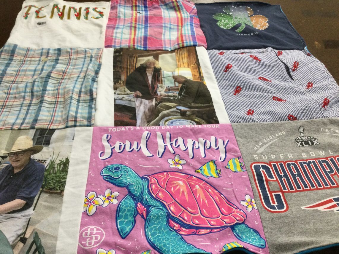 T-shirt quilt with tennis, soul happy themes by Margaret from NY