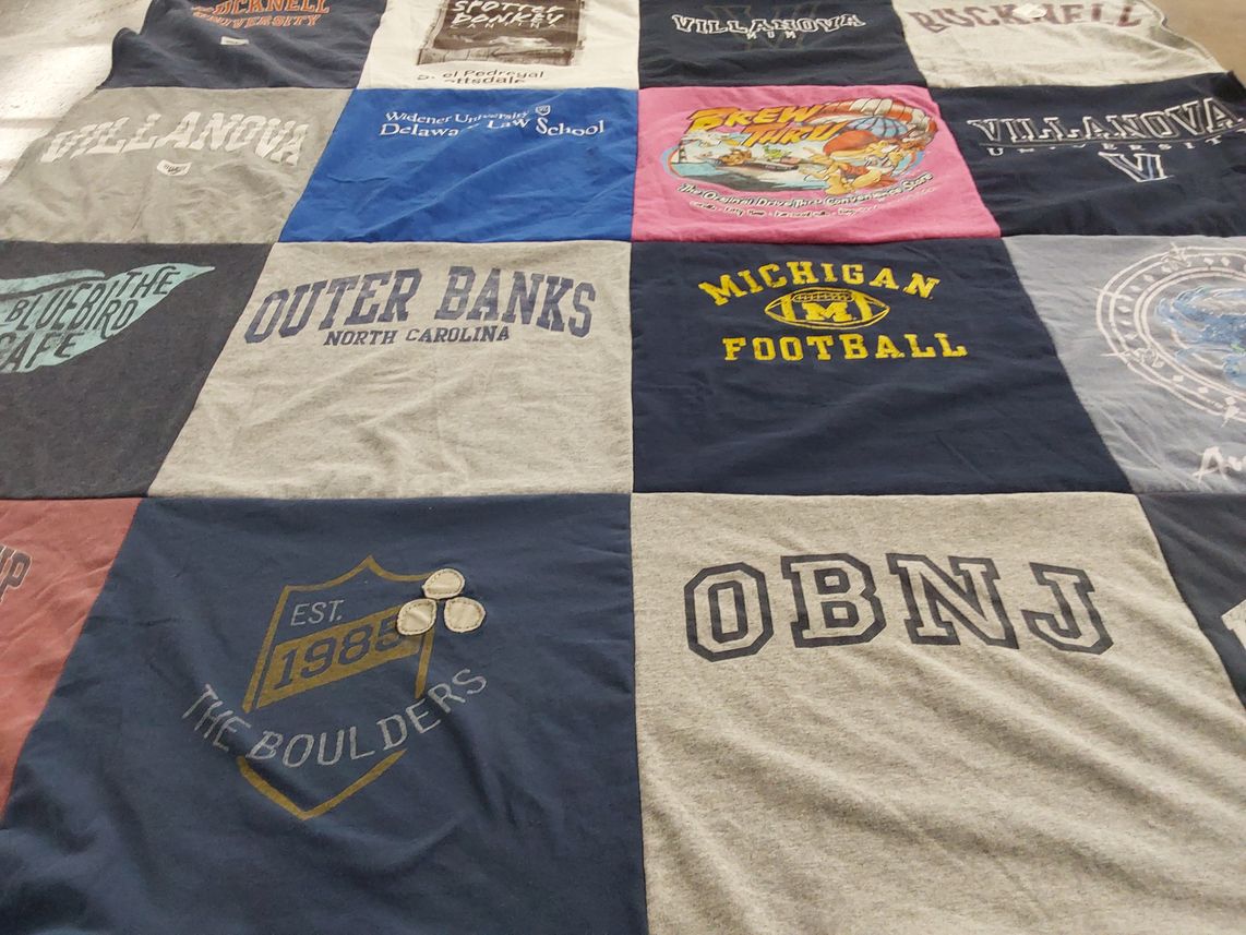 T-shirt quilt from villanova university, michigan university by Bonnie from VA