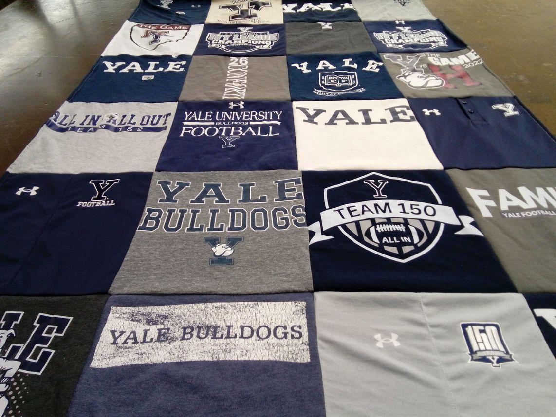 T-shirt quilt featuring yale university football by lori from NJ