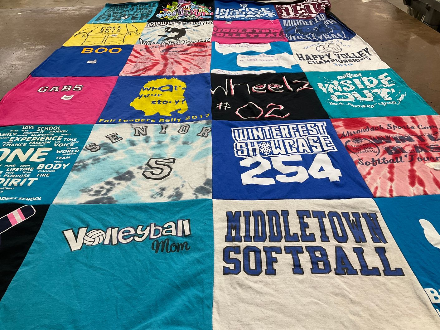 T-shirt quilt featuring middletown softball by Angelina from NY