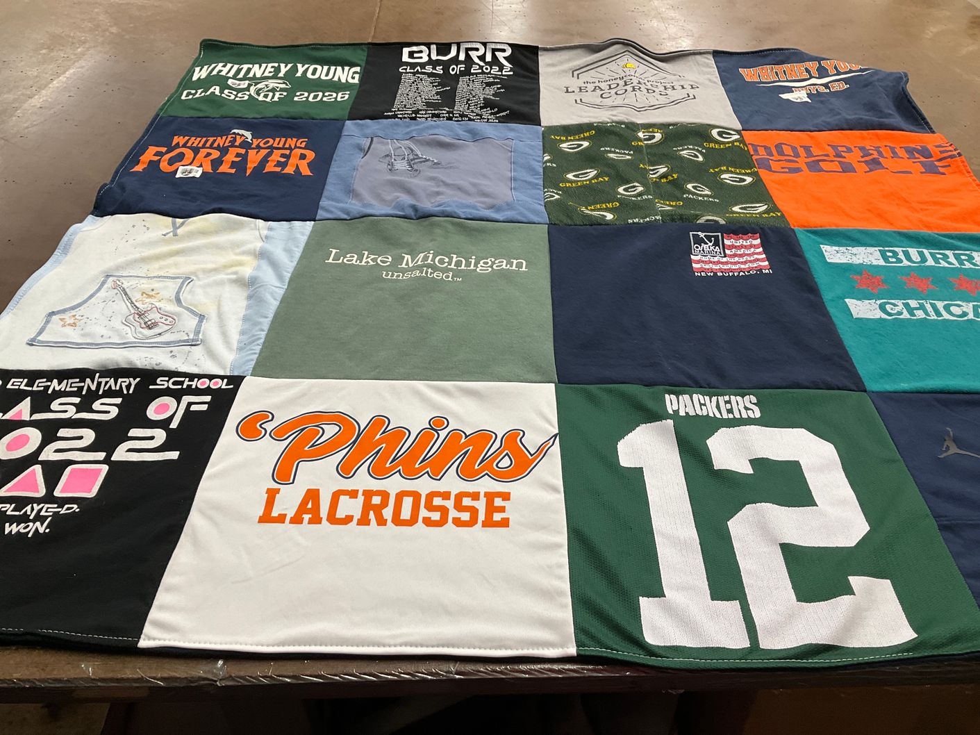 T-shirt quilt featuring green bay packers by Erica from IL