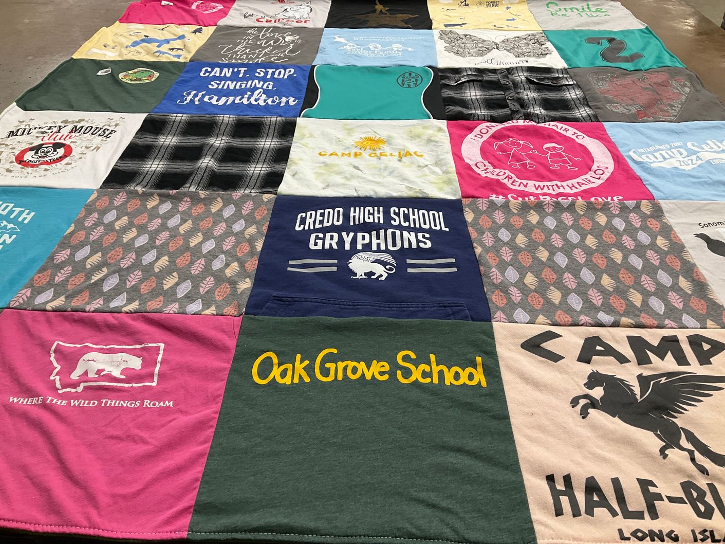 T-shirt quilt featuring credo high school gryphons by Keeli from CA