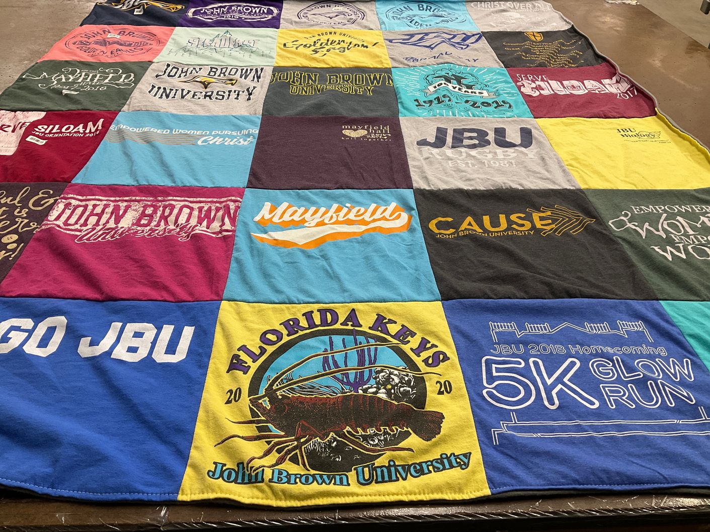 T-shirt quilt from john brown university by Sherry from KS