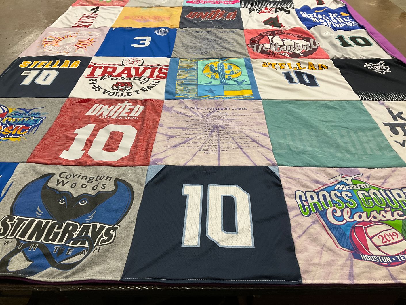 T-shirt quilt featuring united volleyball, stingrays swim team by Rachel from TX