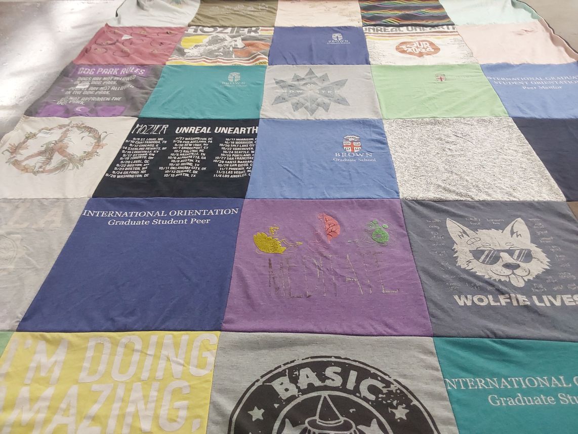 T-shirt quilt from brown graduate school by Vidushi from NJ
