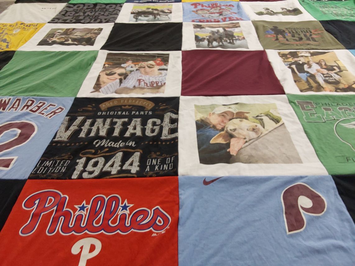 T-shirt quilt featuring philadelphia phillies, philadelphia eagles by LisaMarie from PA