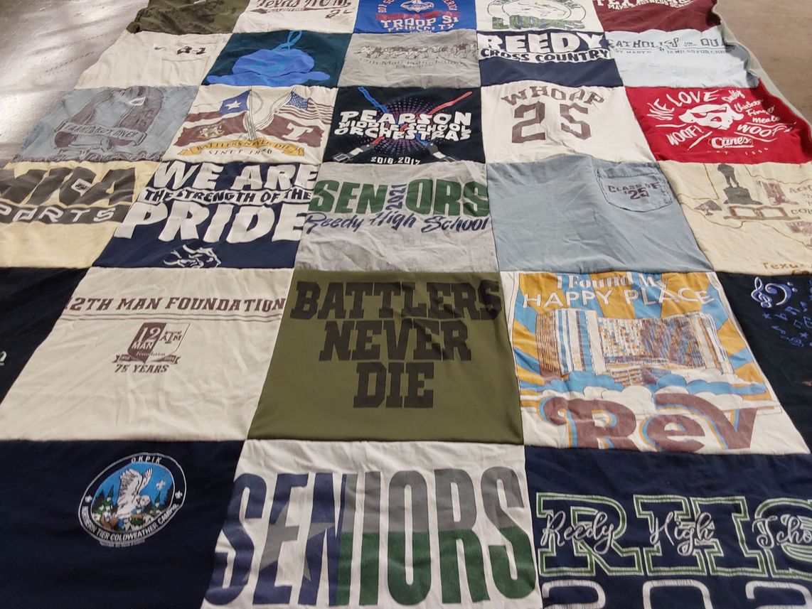 T-shirt quilt from reedy high school by Tram from TX