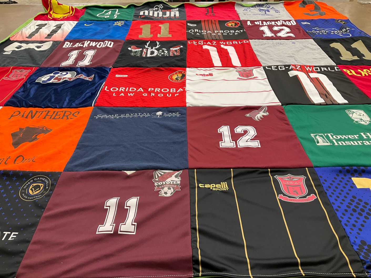 T-shirt quilt featuring coyotes, panthers by Melissa from FL