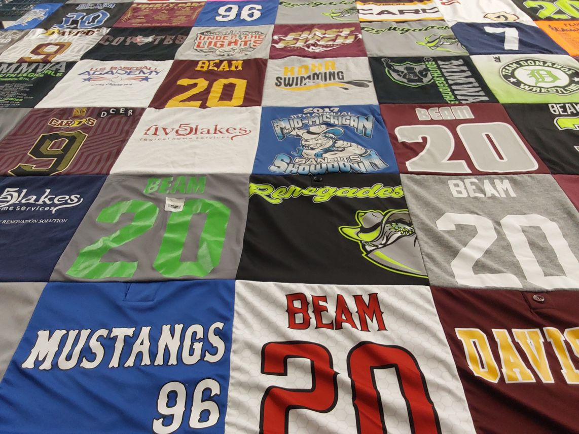 T-shirt quilt featuring mustangs by Rebecca from MI