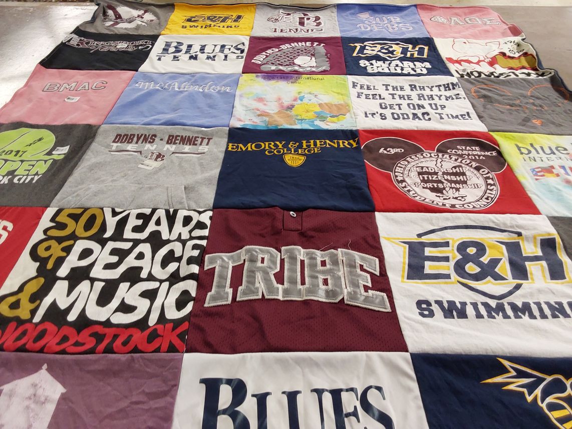 T-shirt quilt featuring blues swimming, tribe tennis by Julie from TN