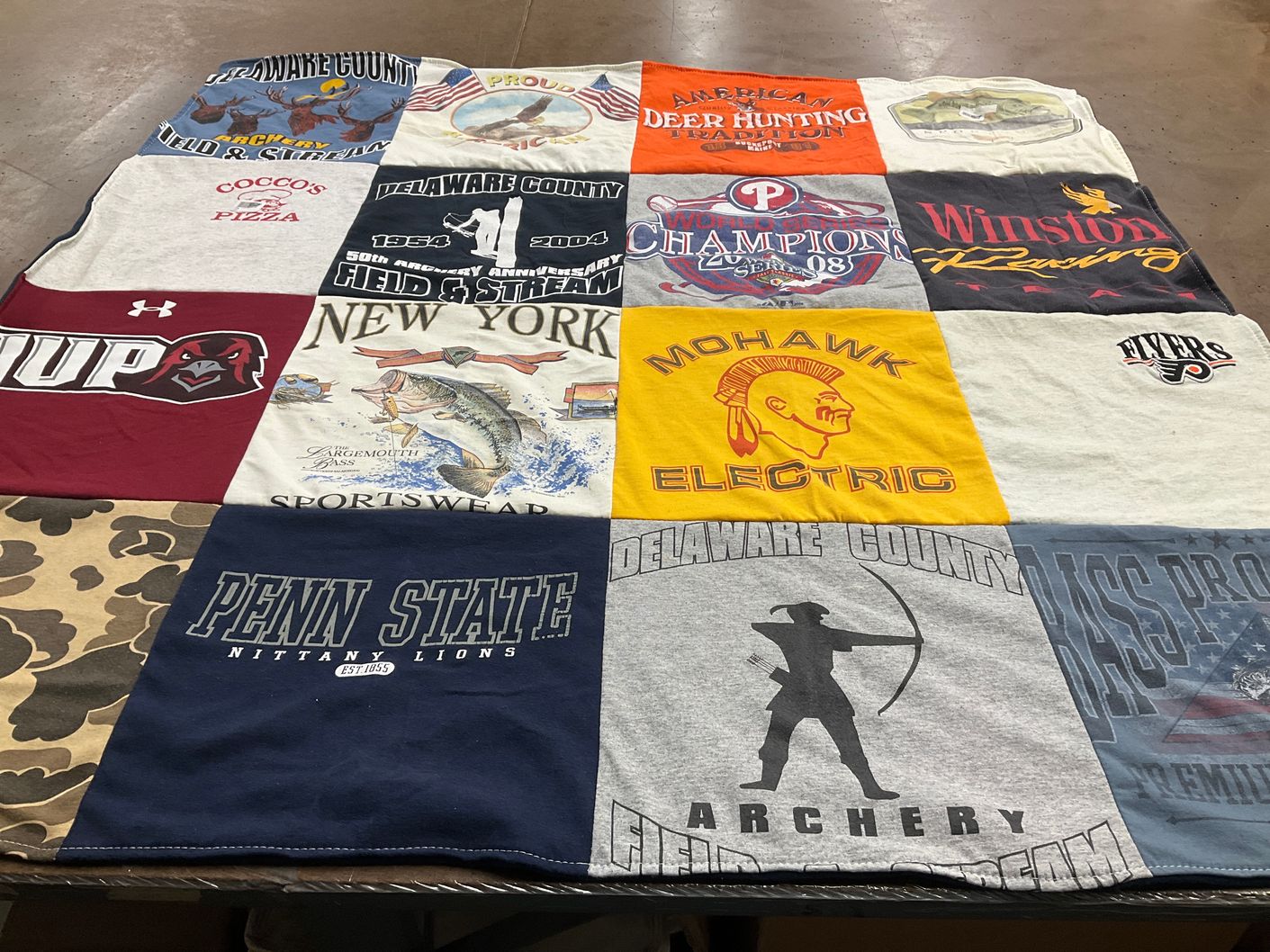T-shirt quilt featuring penn state nittany lions, philadelphia phillies by John from PA