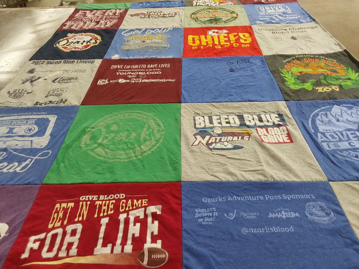 T-shirt quilt featuring naturals by Loretta from AR