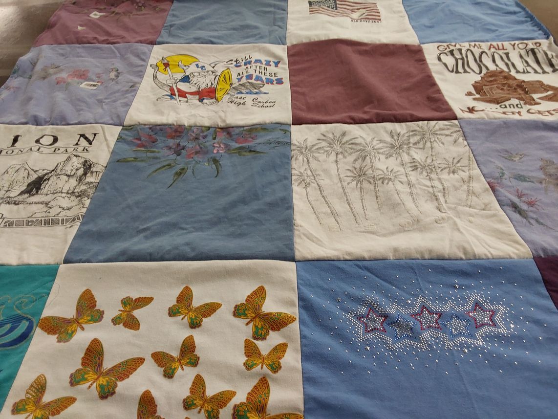 T-shirt quilt from lake canyon high school by Wendy from AZ