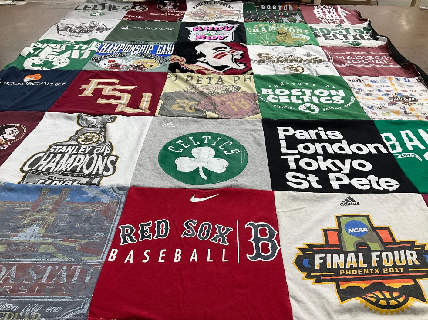 T-shirt quilt featuring boston celtics, boston red sox by Gabrielle from FL