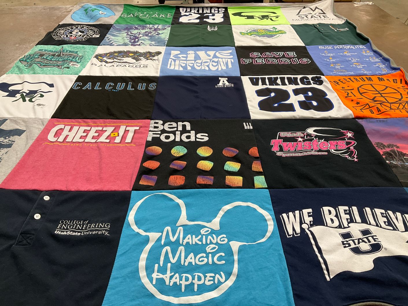 T-shirt quilt featuring vikings, twisters by Cassie from UT