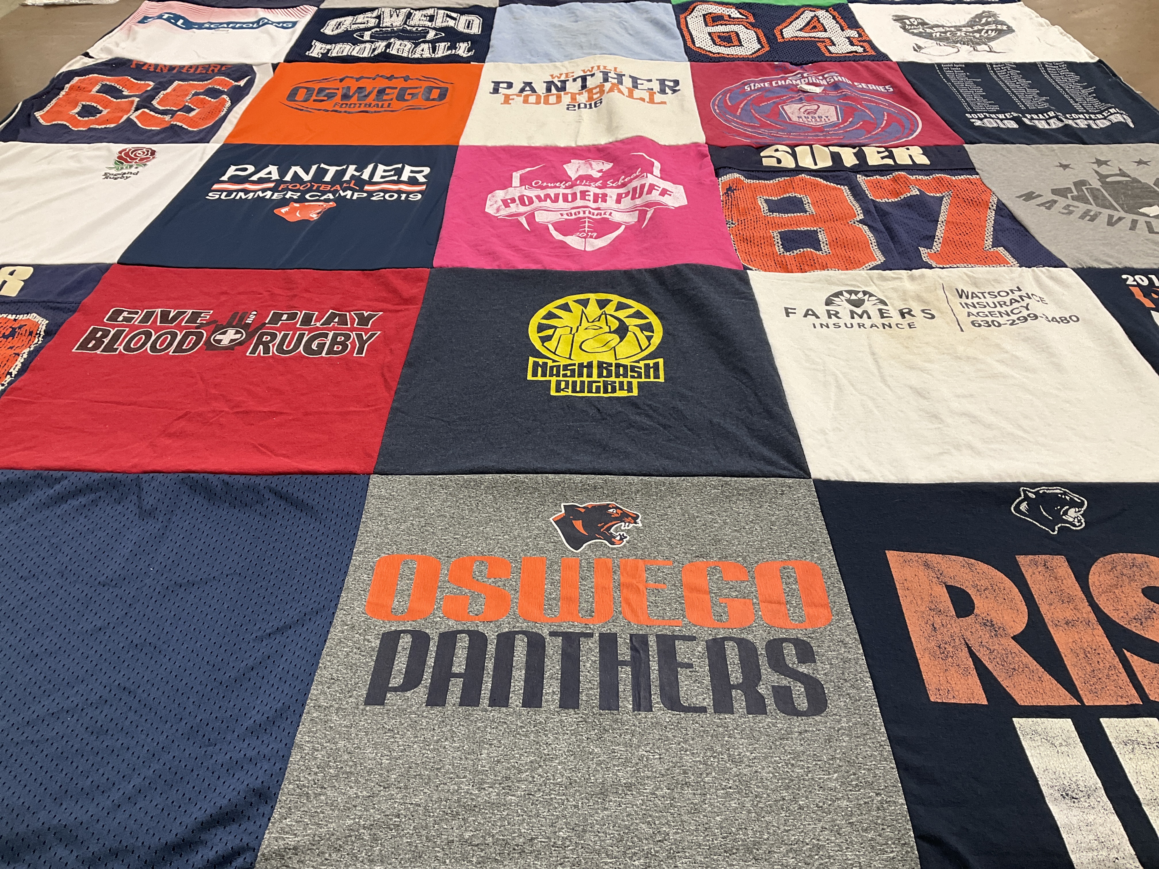 T-shirt quilt featuring oswego panthers by Eric from IL