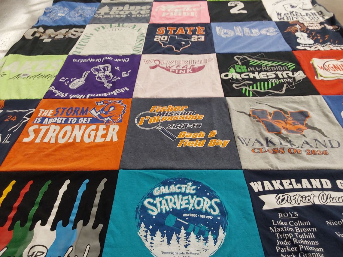 T-shirt quilt featuring wolverines by Ralitza from TX