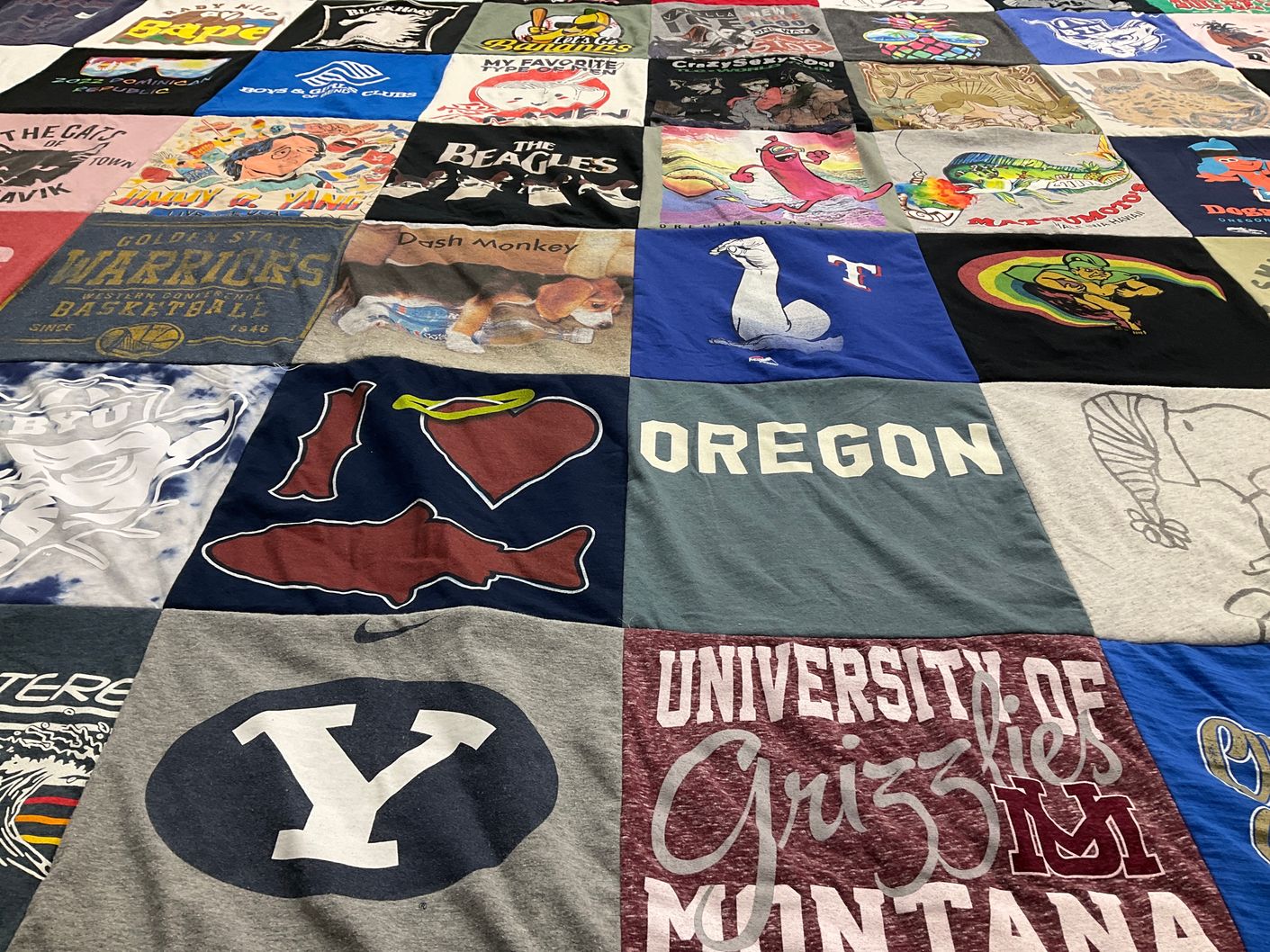 T-shirt quilt from brigham young university, university of oregon by Jami from OR