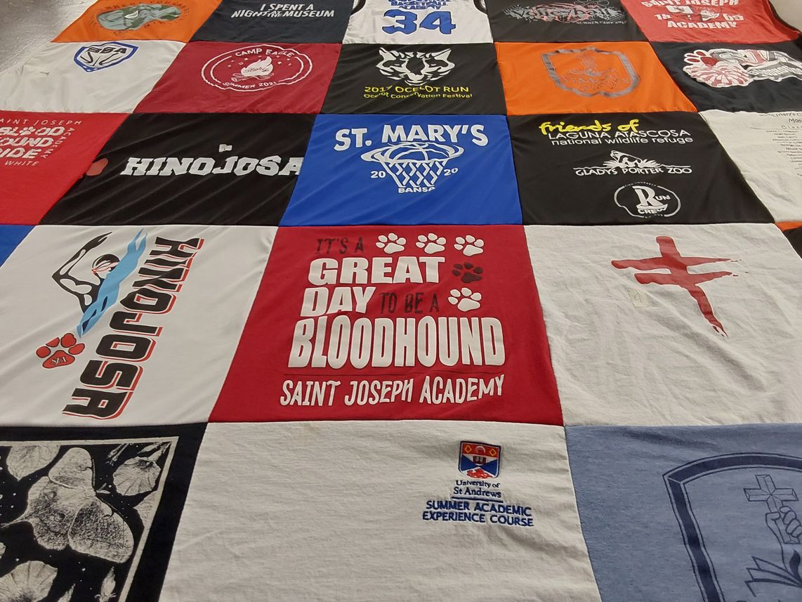 T-shirt quilt from saint joseph academy, university of st andrews by Karoleva from TX