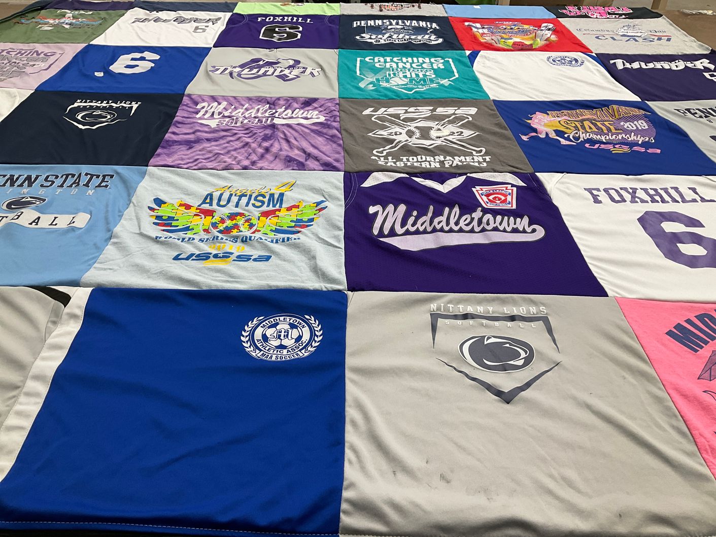 T-shirt quilt featuring nittany lions softball by Noel from PA
