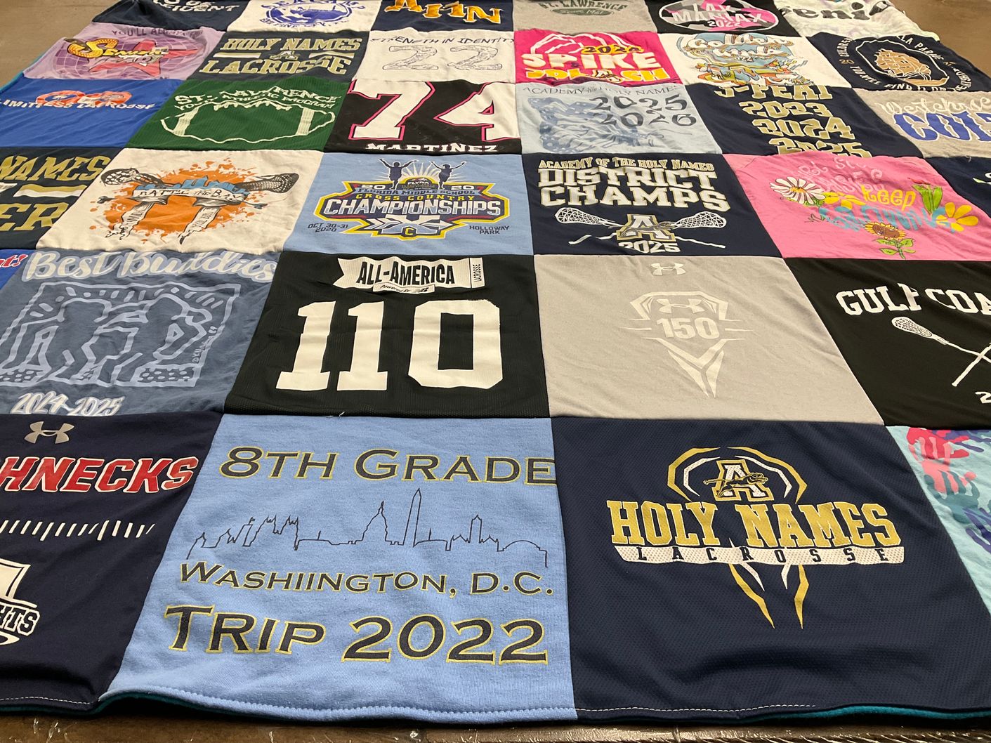 T-shirt quilt featuring holy names lacrosse by Shannon from FL