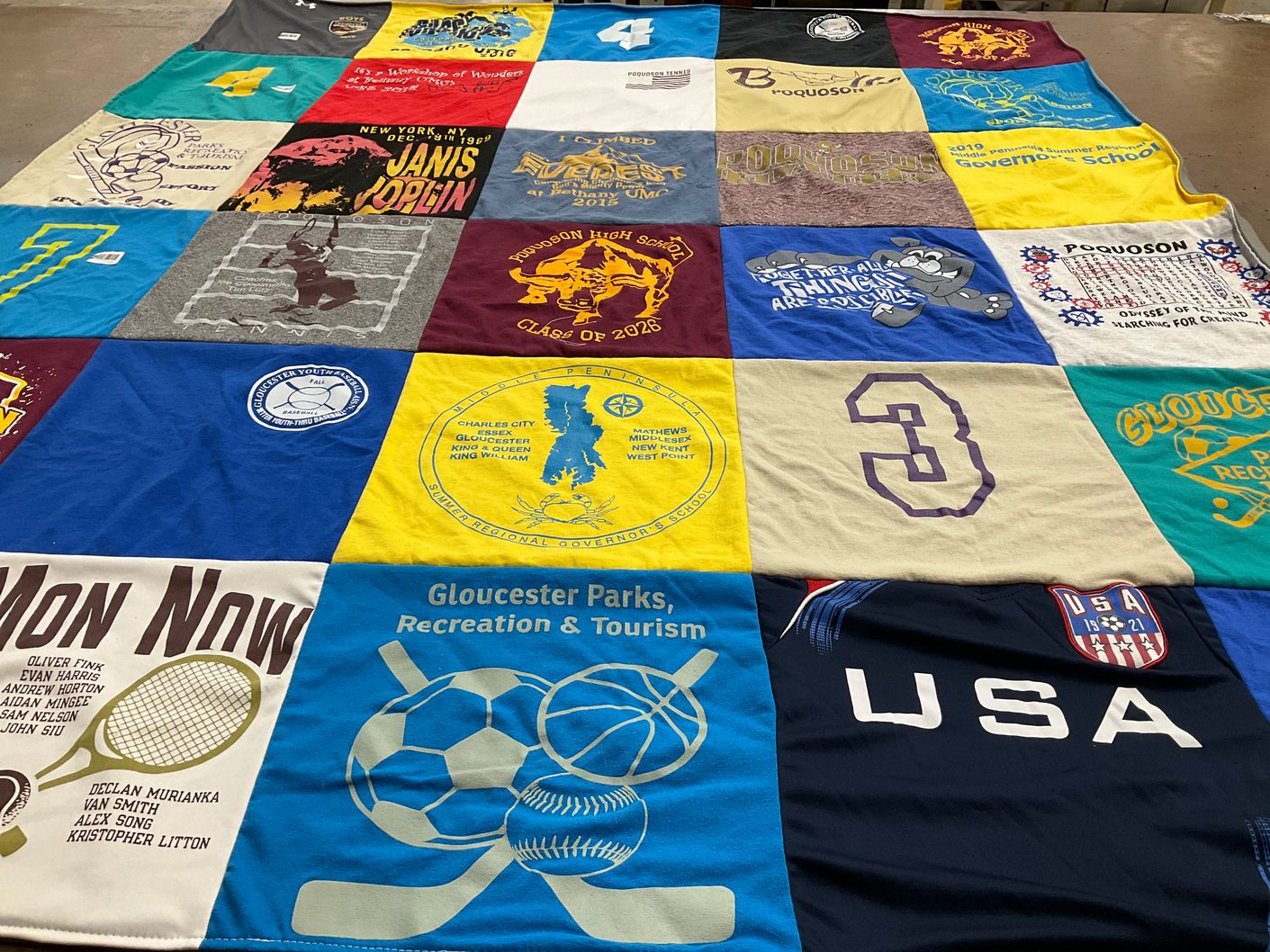 T-shirt quilt from poquoson high school, gloucester high school by Dawn from VA