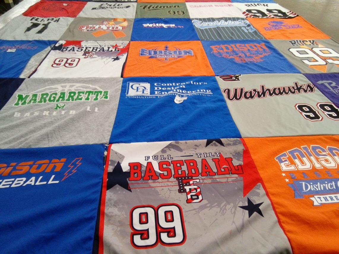 T-shirt quilt featuring edison baseball team, margaretta basketball team by Julie from OH