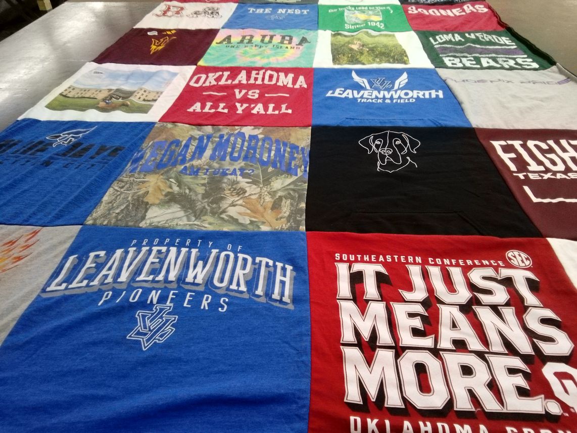 T-shirt quilt from leavenworth high school by Rosie from KS