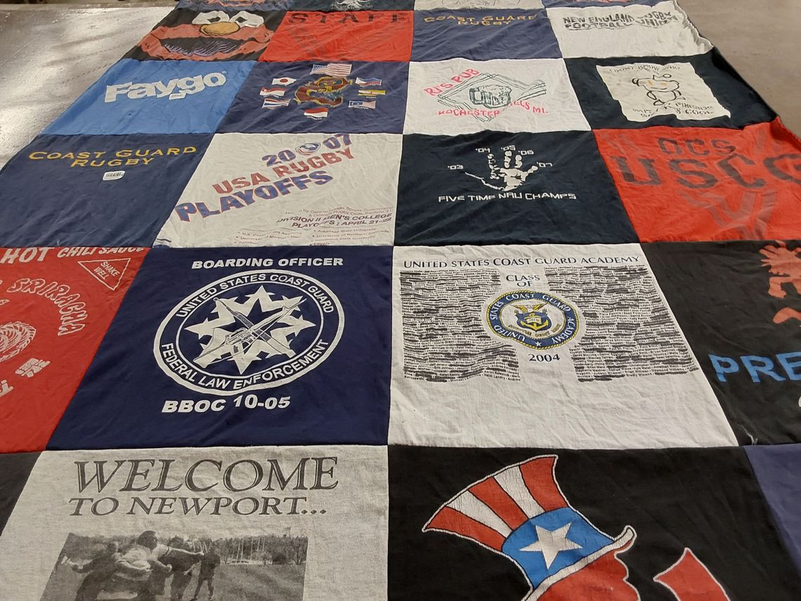 T-shirt quilt from united states coast guard academy by Colleen from VA