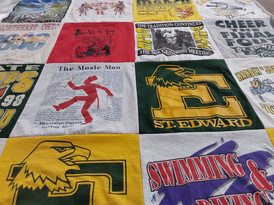 T-shirt quilt featuring st. edward high school football by Lori from OH