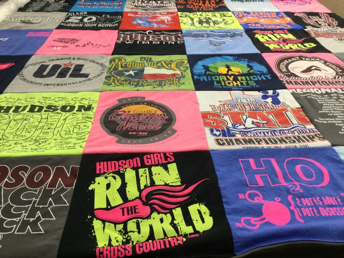 T-shirt quilt from hudson high school by Suzanne from TX